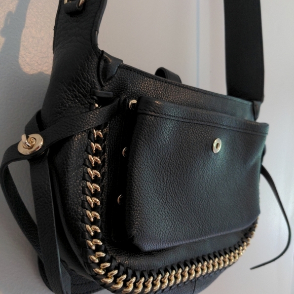 Coach Edie 31 Shoulder Bag Black Leather and Gold Chain Dust Bag Luxury Like New - Picture 5 of 14